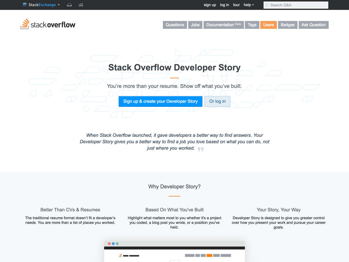 stack overflow developer story