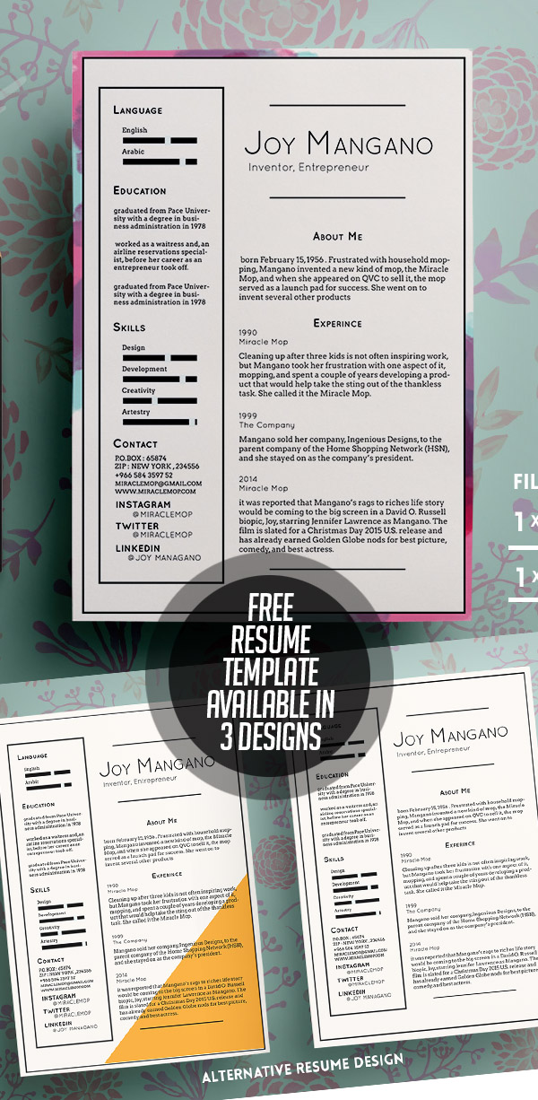 Free Resume Templates Available in 3 Designs