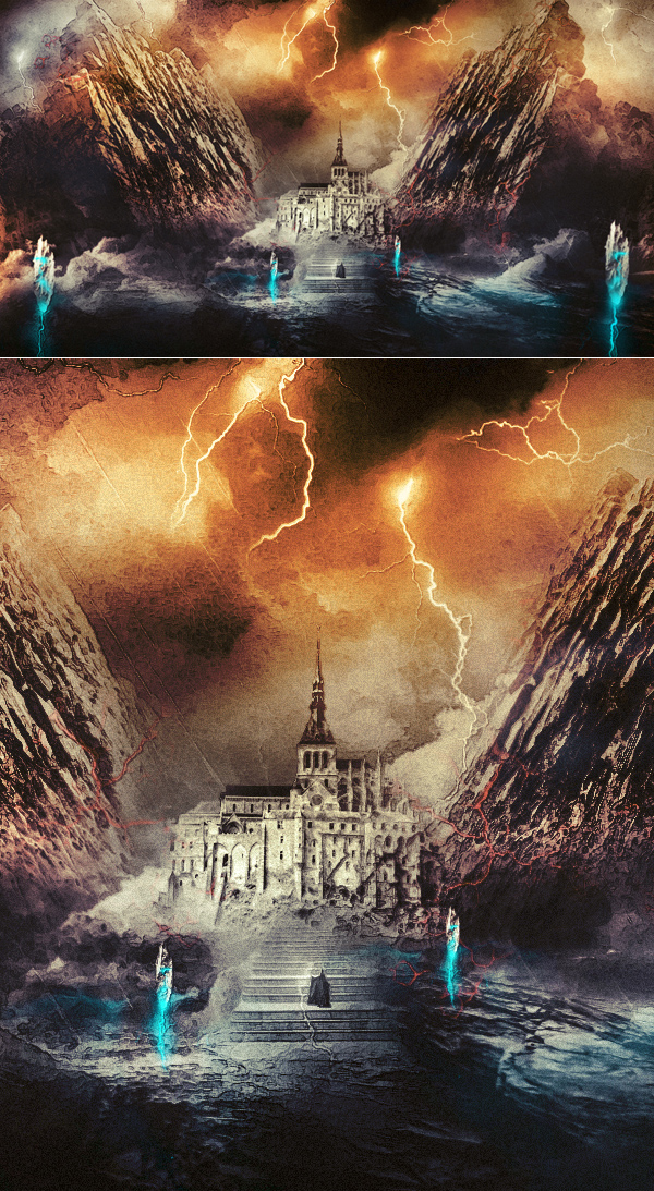 Create Wizard Summoning Lightning Magic Scene In Photoshop