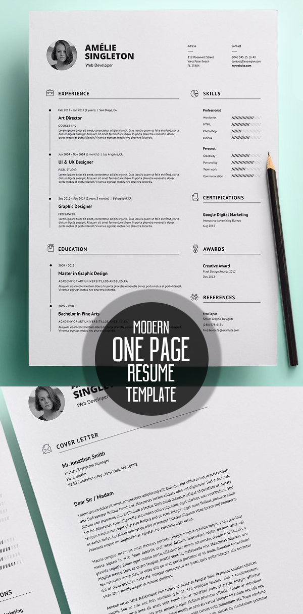 Modern One Page Resume Template