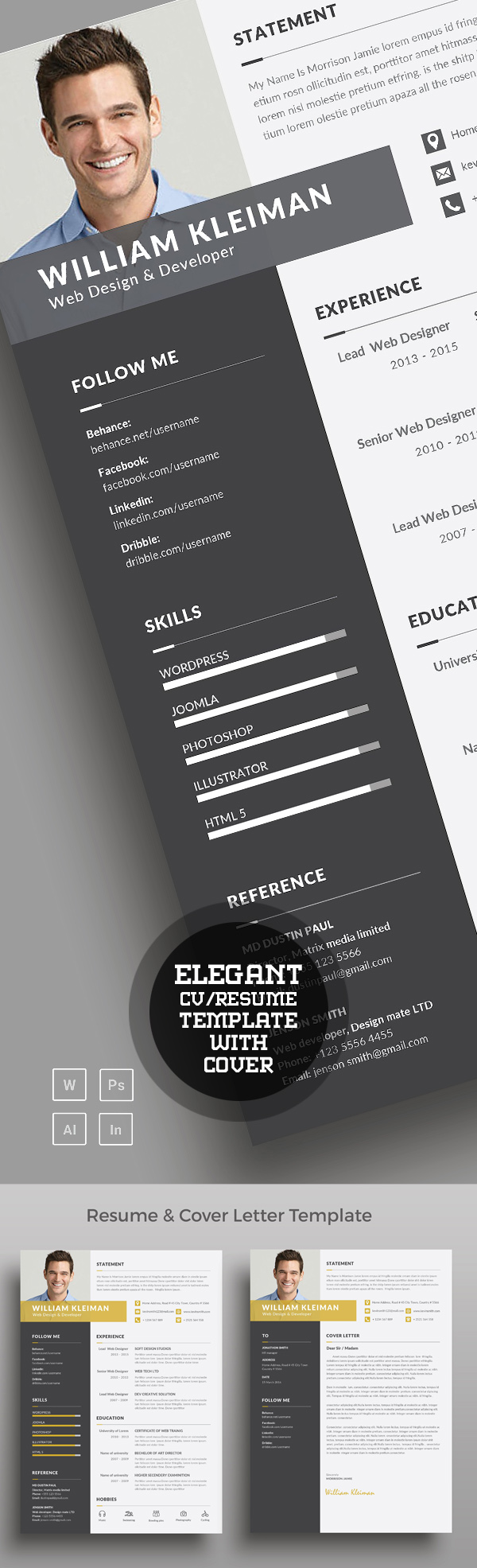 Elegant & Clean Resume/CV Word Template