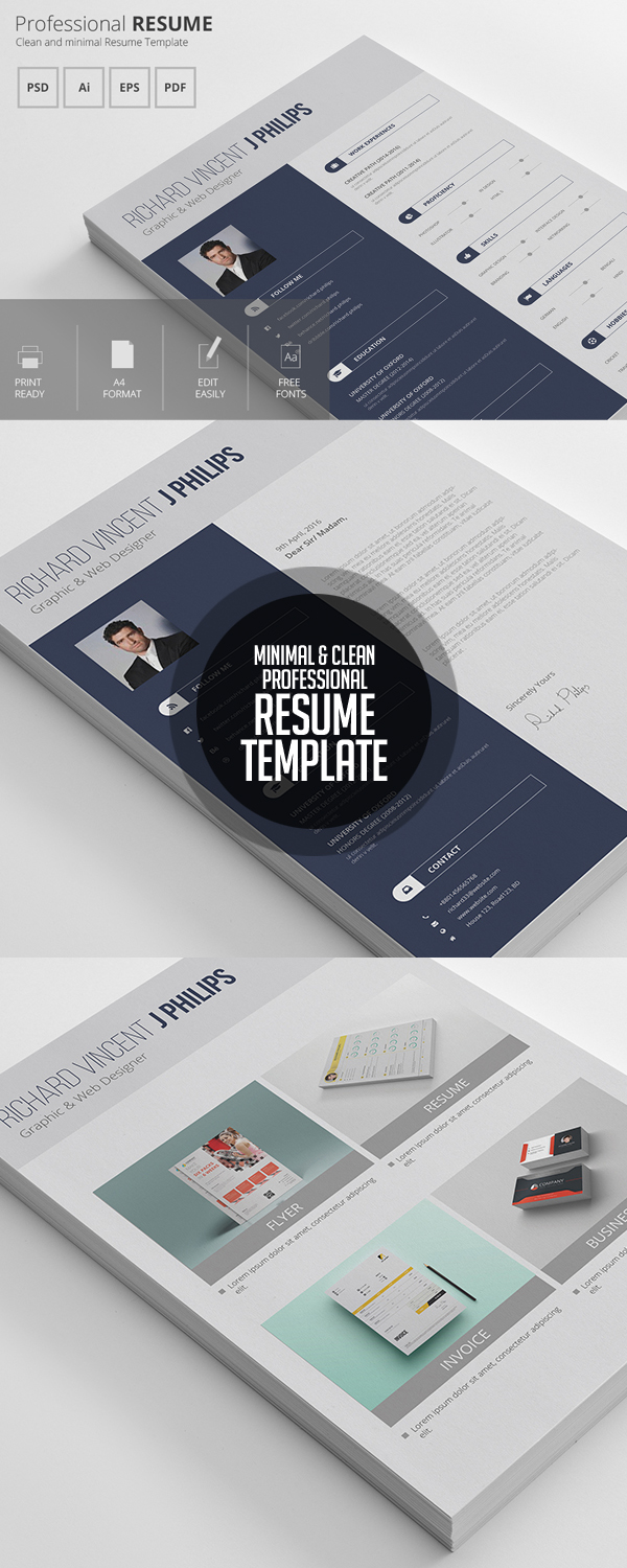 Professional 3 Pages Clearn Resume Template