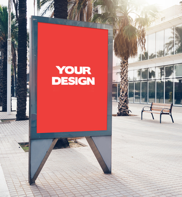 Free Street Display Billboard Mock-up