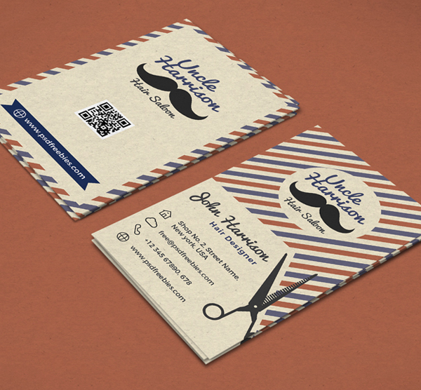 Free Retro Barber Shop Business Card PSD Template