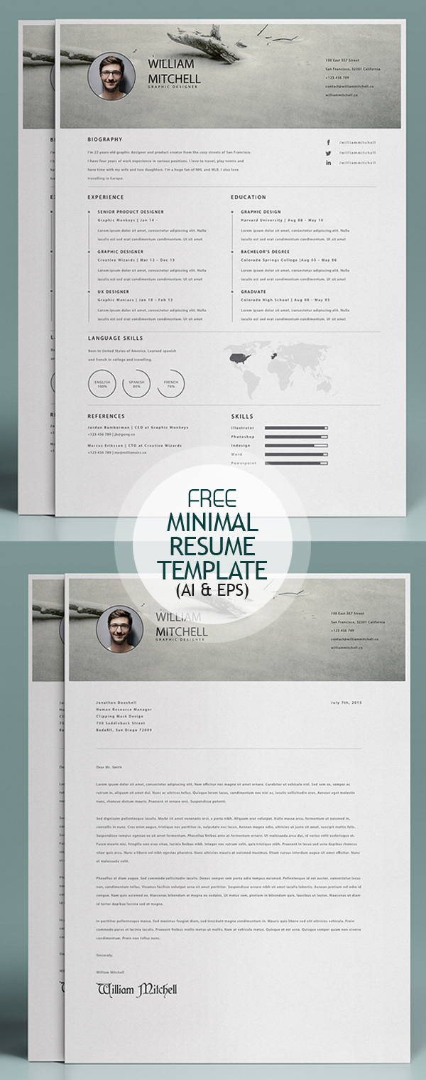 Free Minimal Resume Template (Ai and EPS)