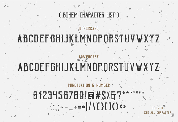 Bohem Press Free Font & Letters