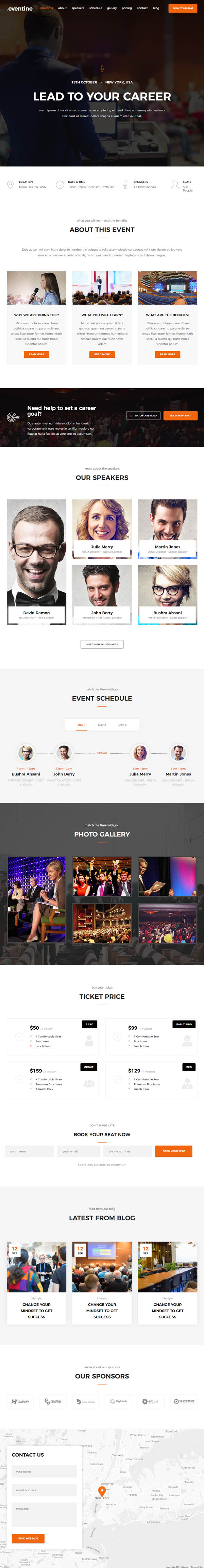 Eventine – Conference and Event OnePage WordPress Theme