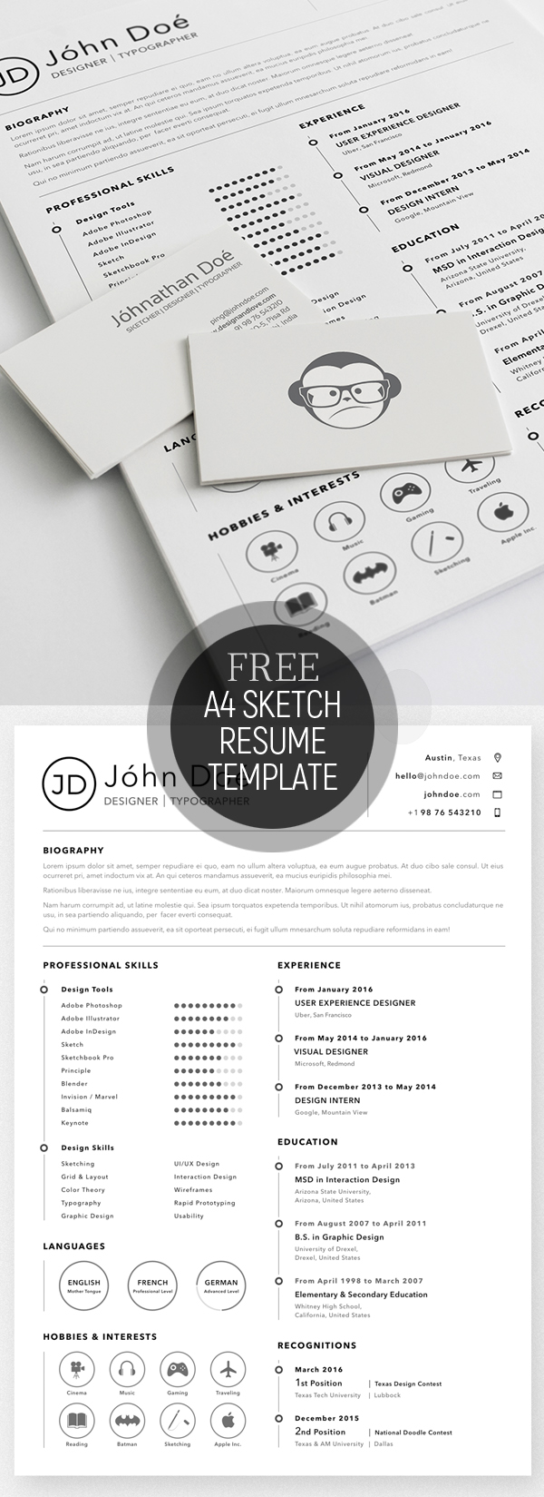 Free A4 Resume Sketch Template