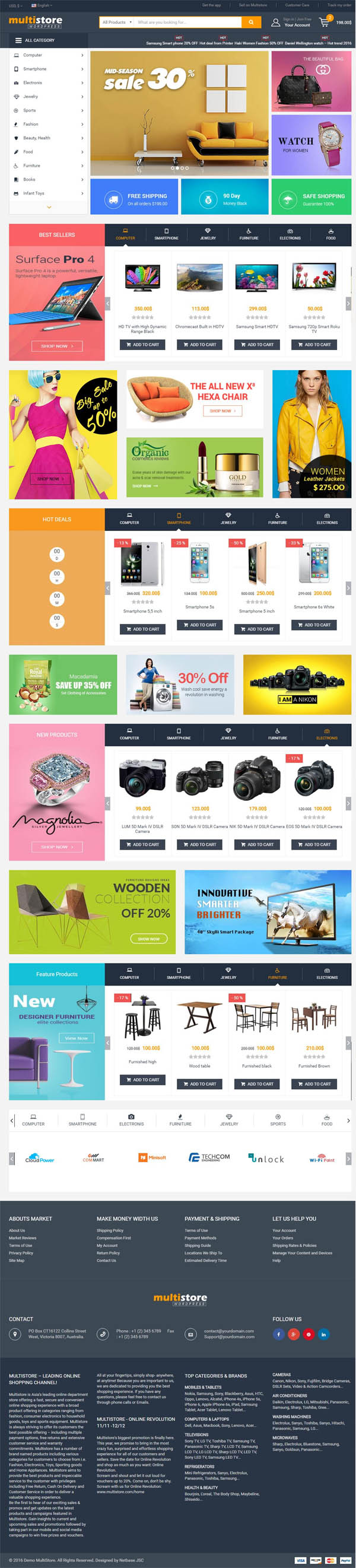 MultiStores – WordPress WooCommerce Theme Support Multiple Stores