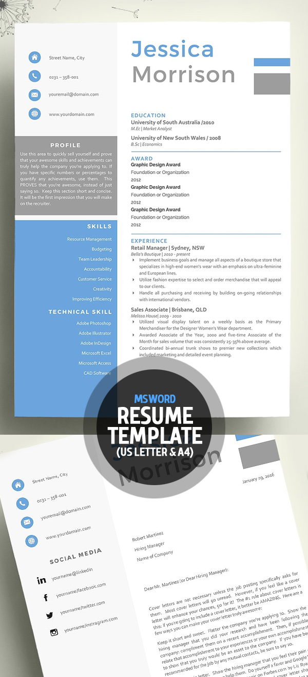 Word Resume with Cover letter Template