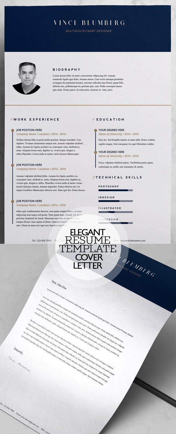 Elegant Resume Template and Cover Letter