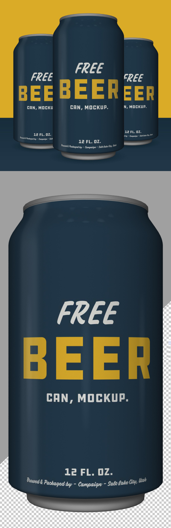 Free Can Mockup PSD Template
