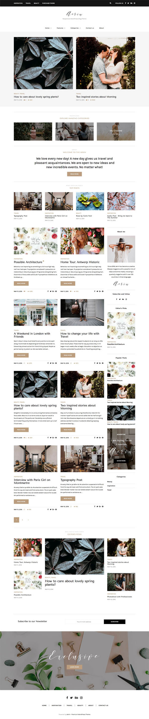 Aerin – Personal & Magazine WordPress Responsive Clean Blog Theme