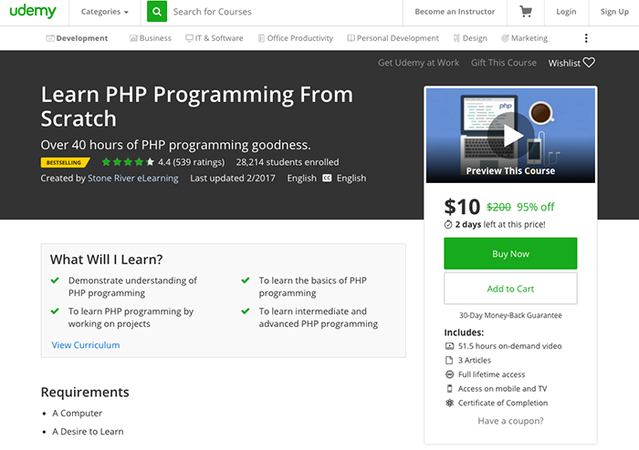 learn web development php udemy