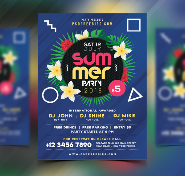 Free Summer Beach Party Flyer PSD Template