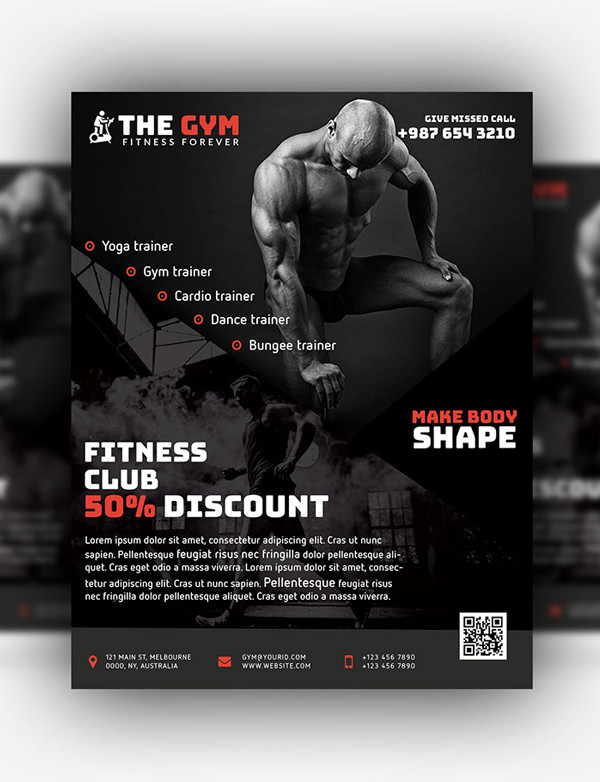 Free GYM Fitness Flyer / Poster PSD Template
