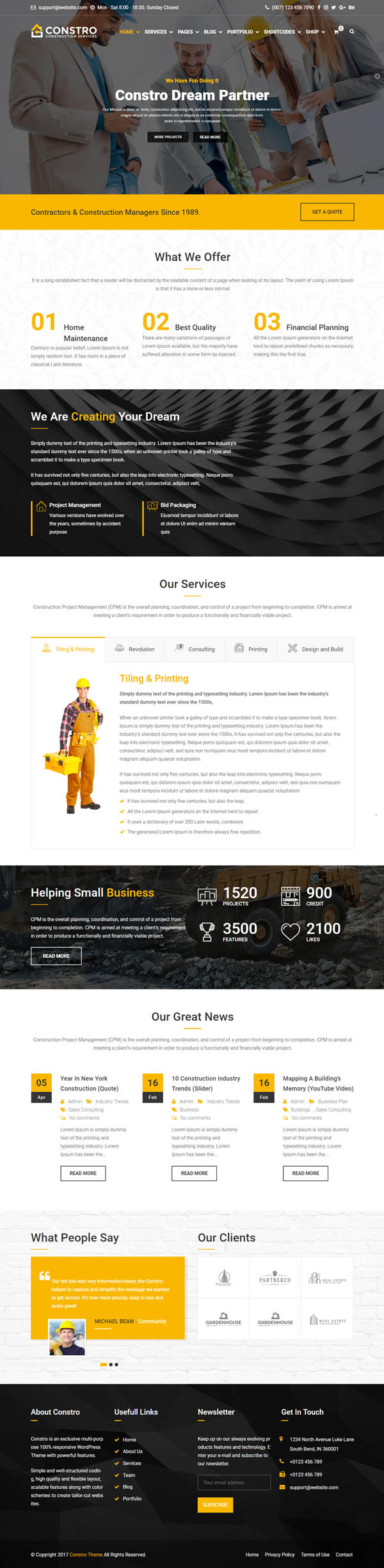 Constro - Construction Business WordPress Theme