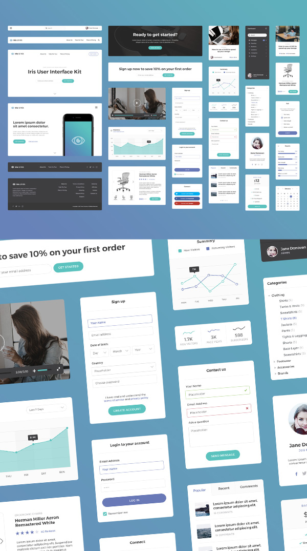 Iris UI Kit - Free PSD