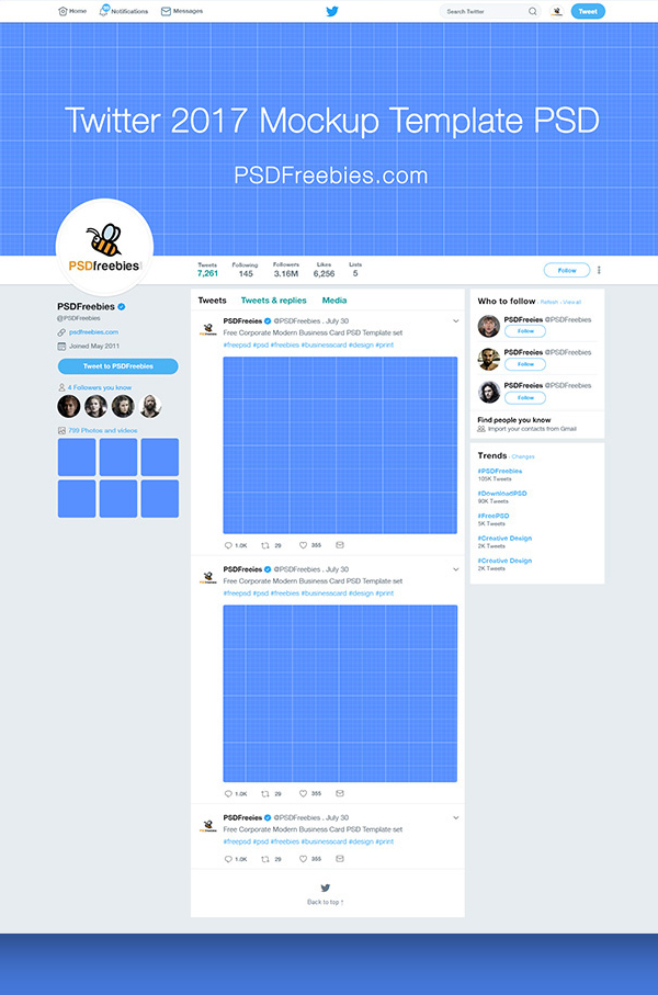 Free Twitter Page Mockup 2017 Template PSD