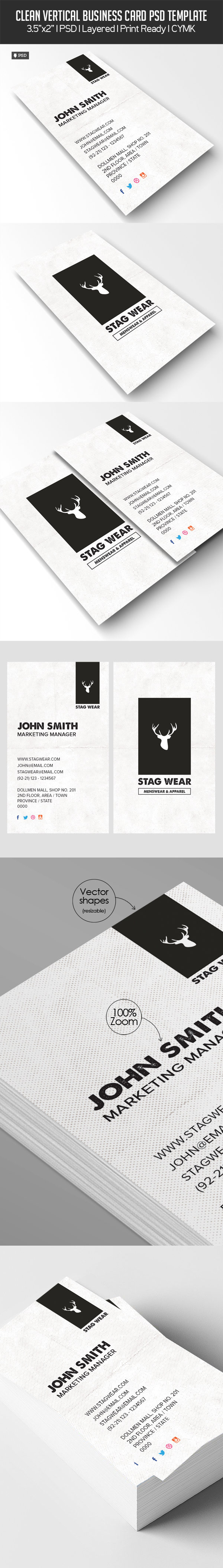 Freebie - Vertical Business Card PSD Template