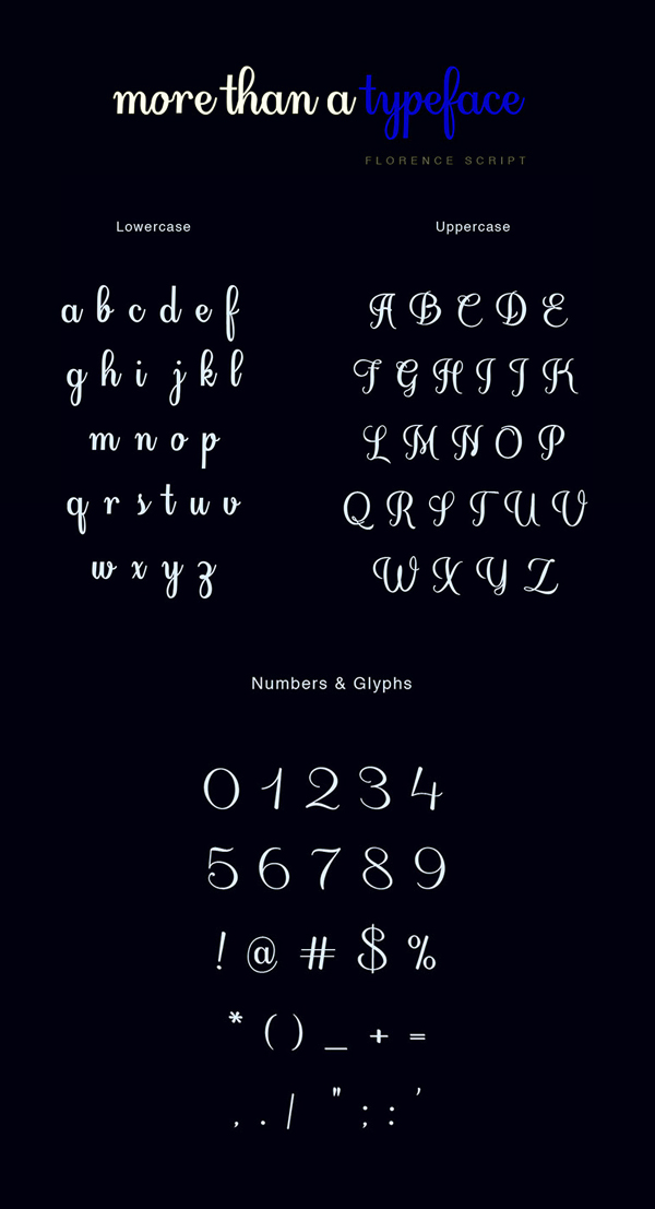 Florence Script Font Letters