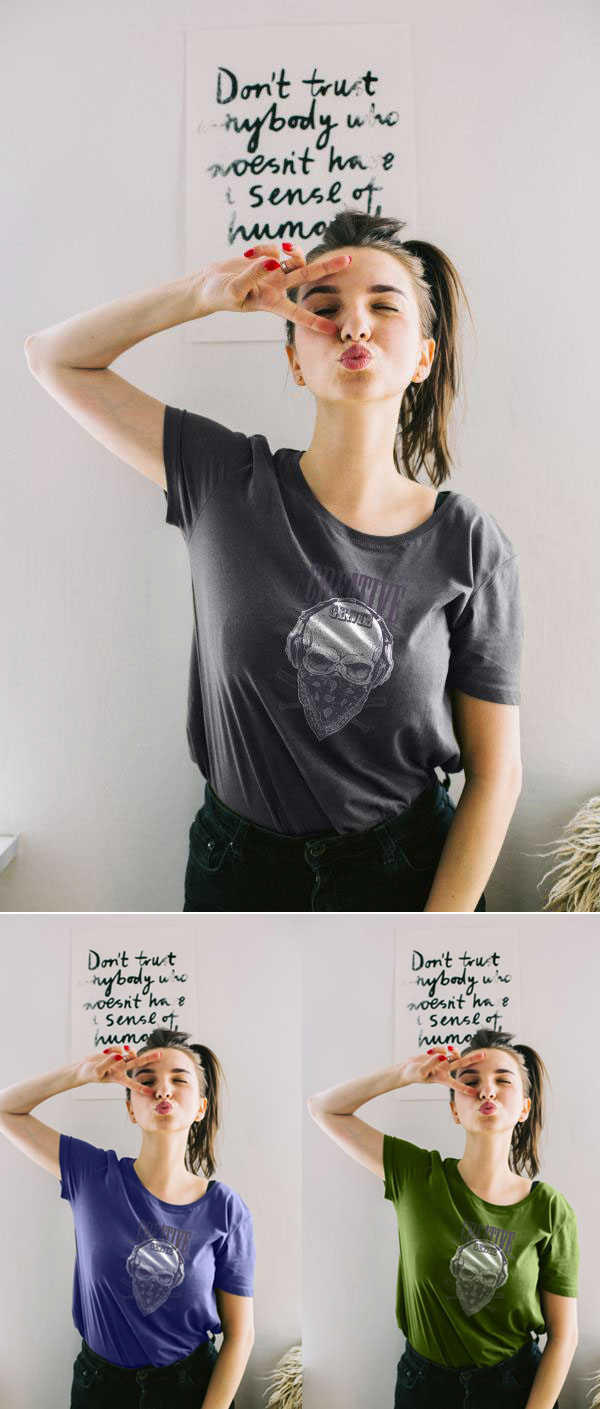 Free Women's T-Shirt Mockup PSD