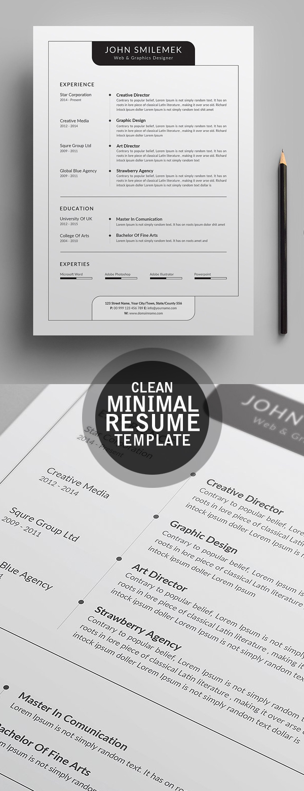 Clearn Minimal CV / Resume Template 2018