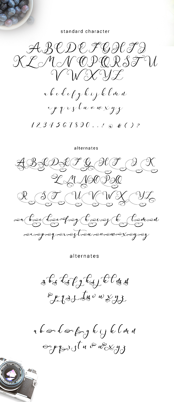 Andieny Script Font Letters and Numbers
