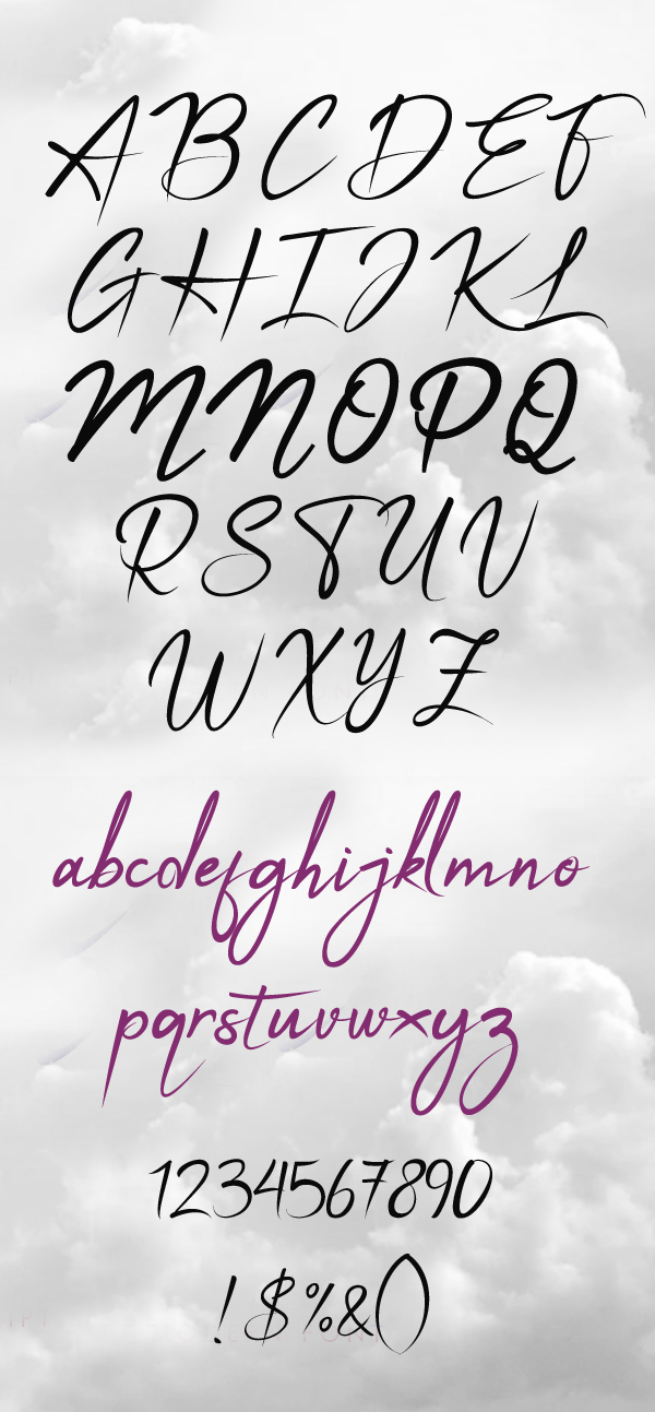 Apalu Brush Script font letters