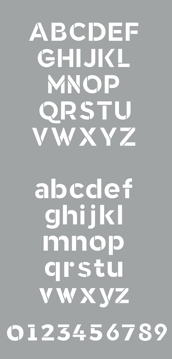 Crafto Stencil font letters