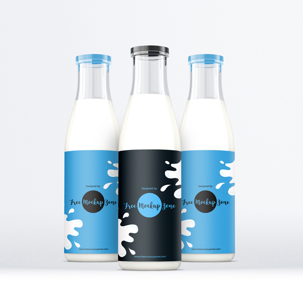Free Psd Milk Glass Bottle Mockup