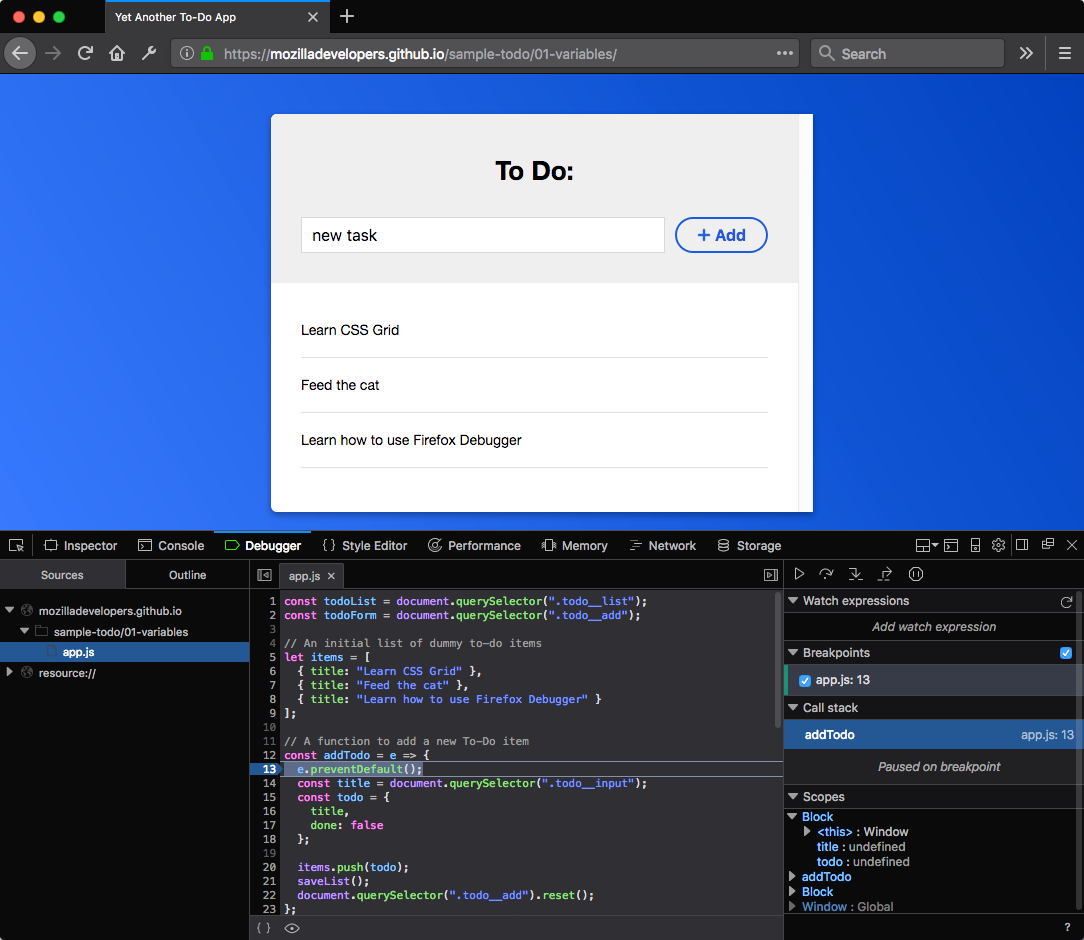 firefox script debugger