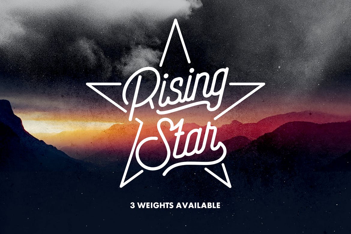 handwritten font rising star