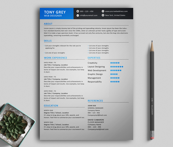 Freebie – Simple Resume Template with Cover Letter - 