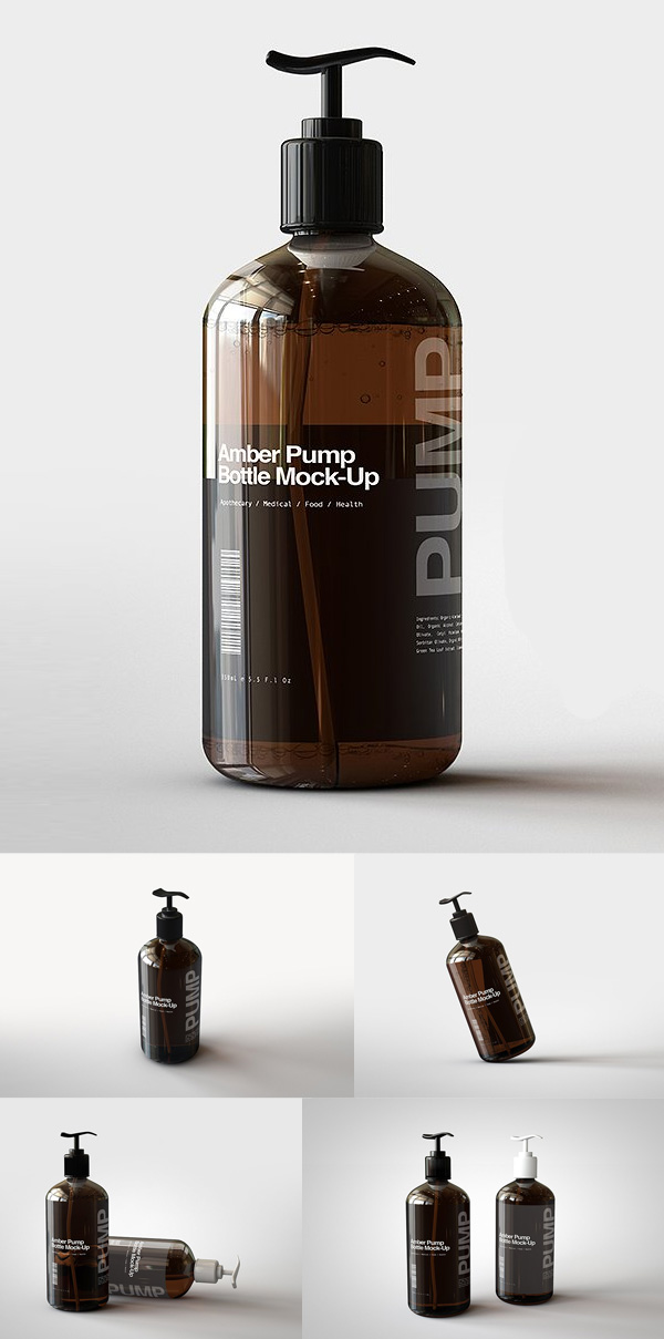 Amber Pump Bottle Mock-Up