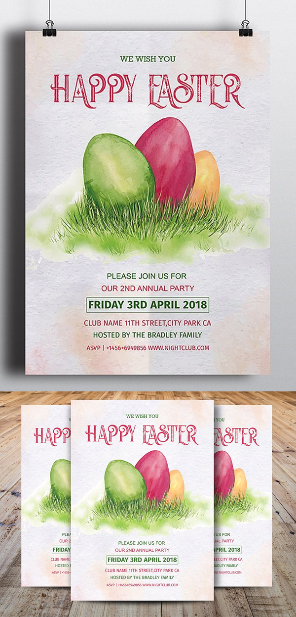 Vintage Happy Easter Party Flyer