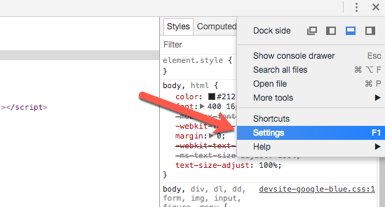 chrome developer tools