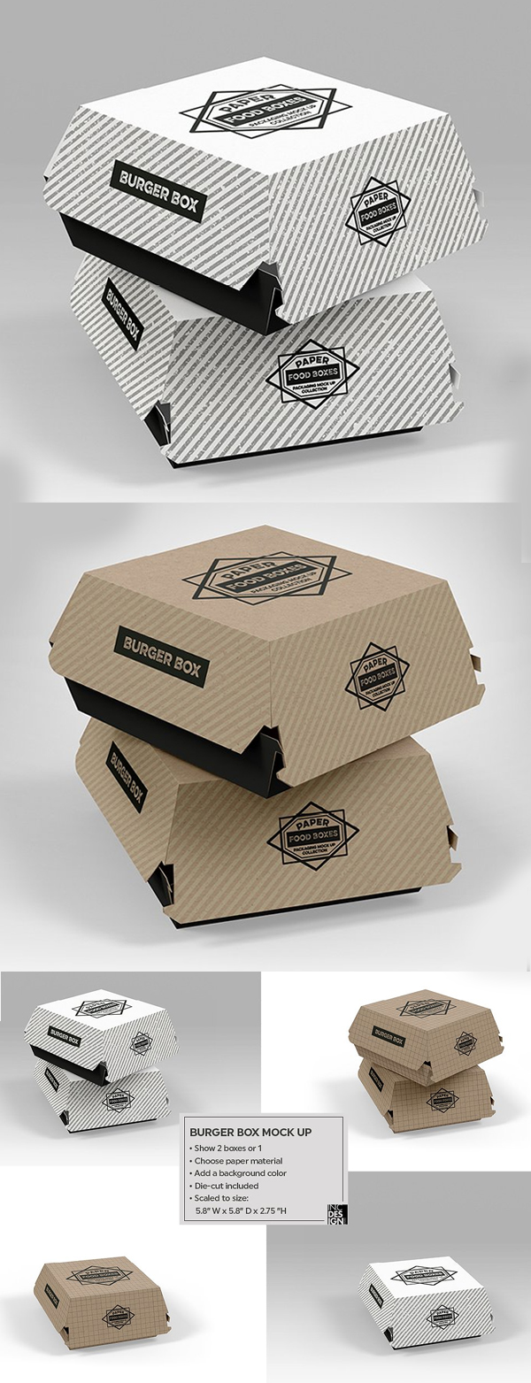 Burger Box Packaging Mock Up
