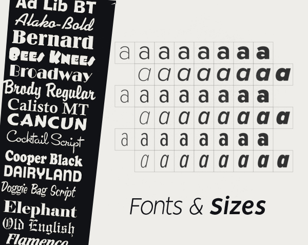 Fonts and Sizes