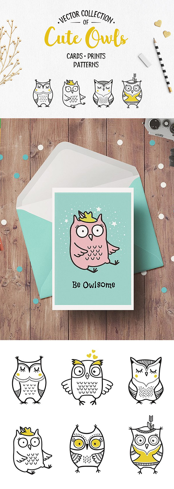 Free Cute Owls Clipart PSD