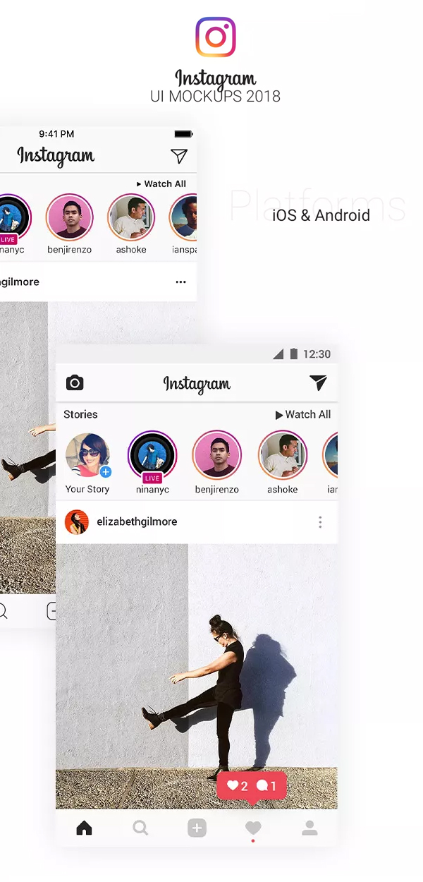 Instagram UI Mockups 2018