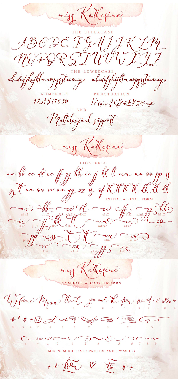 Miss Katherine Script Font Letters