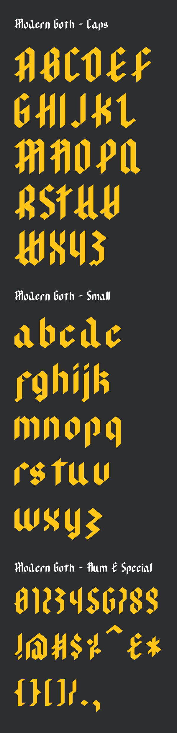 Modern Goth Font Letters