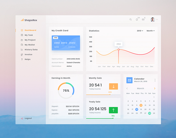 Free Download Creative Dashboard Template Design (PSD)