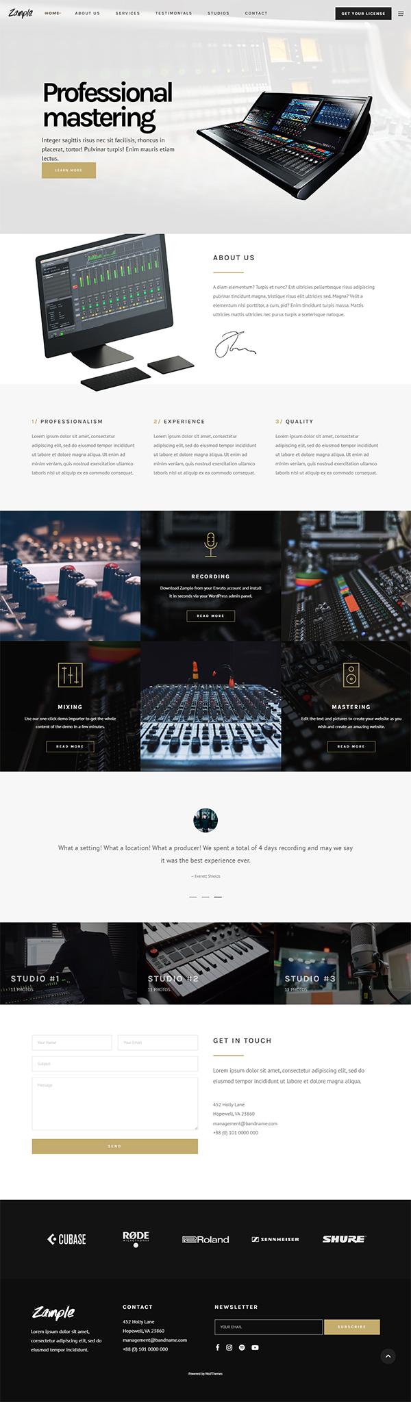 Zample - A Fresh One-Page Music WordPress Theme