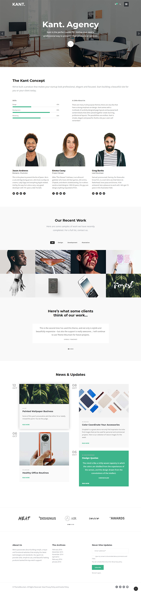 Kant - A Multipurpose WordPress Theme for Startups, Creatives and Freelancers