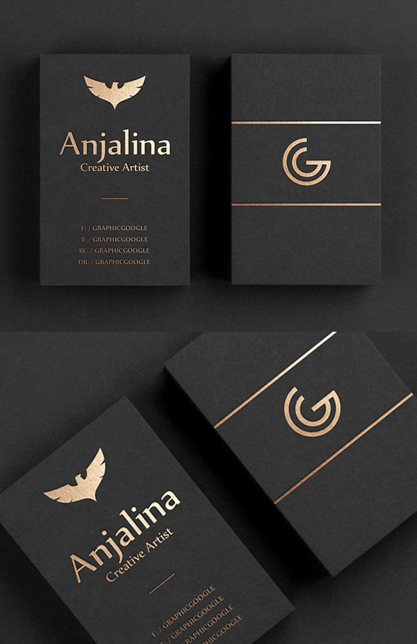 Free Creative Gold Foil Business Card Mockup Design