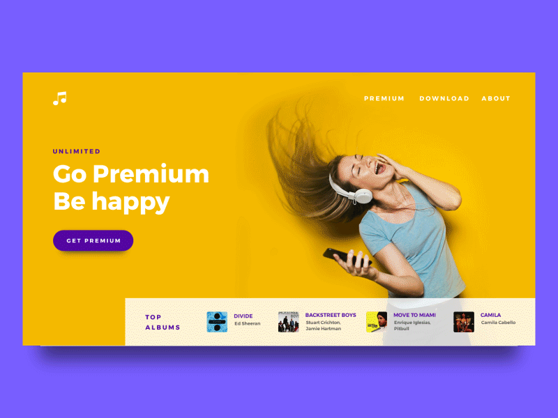 Free Music Landing Page Animation