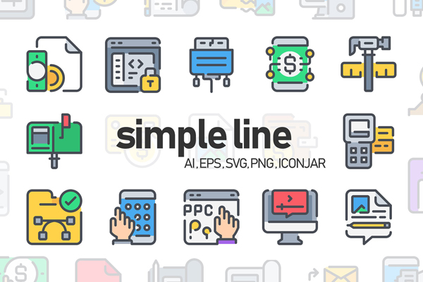 50 Simple Line Icon Vector Set