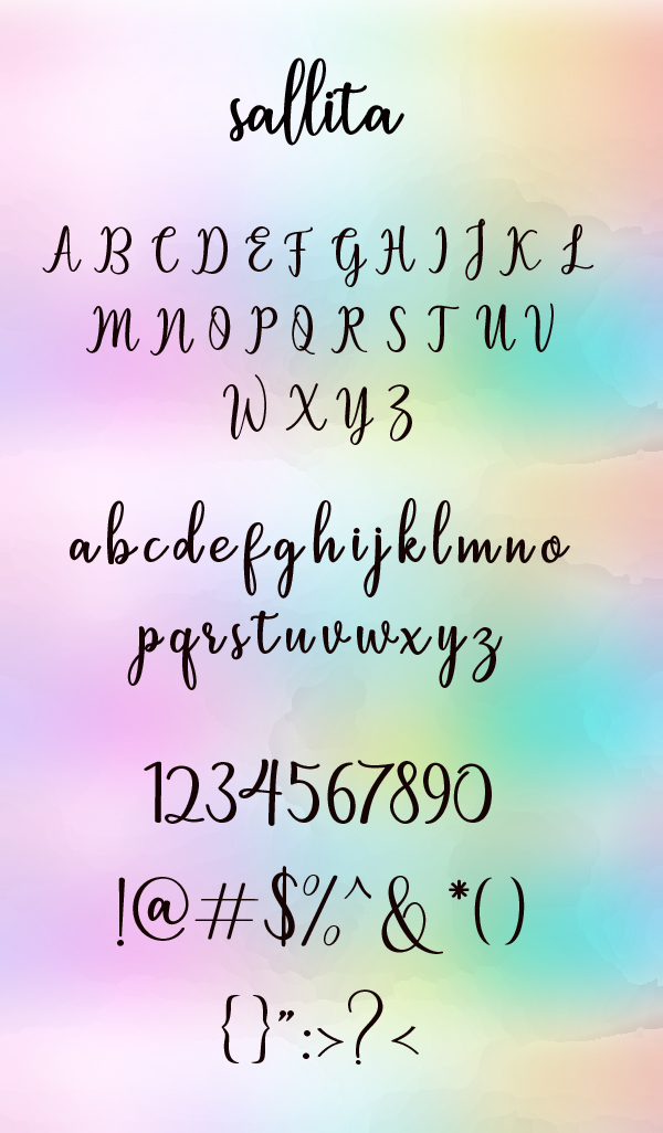 Sallita Calligraphy fonts and letters
